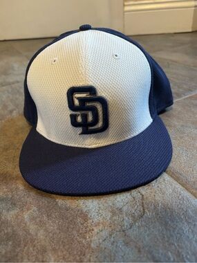 San Diego Padres Two-Tone MLB fitted Hat - Navy & White 7 5/8